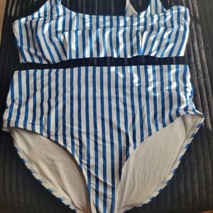 Old Navy Blue & White Stripped Bikini